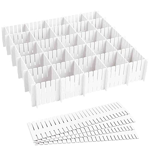 16 Pcs Drawer Divider Adjustable DIY Storage Organizer Separator for Tidying Clutter Cutlery Underwear Socks Clothes Dresses Desk & Box in Kitchen Bathroom Bedroom Office (Cut at Will) - size: 16 Pieces