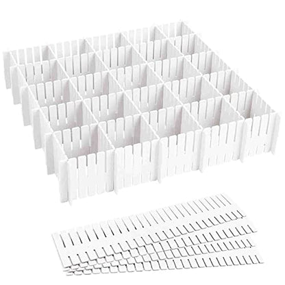 16 Pcs Drawer Divider Adjustable DIY Storage Organizer Separator for Tidying Clutter Cutlery Underwear Socks Clothes Dresses Desk & Box in Kitchen Bathroom Bedroom Office (Cut at Will) - size: 16 Pieces