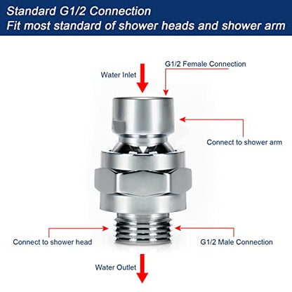 NearMoon Shower Head Swivel Ball Adapter - Solid Brass Shower Connector Ball Joint Adjustable Universal Shower Arm Extension Component (Chrome Finish) - color: Chrome Finish