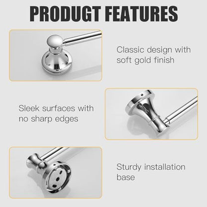 Towel Racks for Bathroom Wall Mounted Bath Towel Bar Polished Chrome | Adjustable 16-26 In, Wall Mounted Towel Holder, Stainless Steel, Rustproof, Towel Bar Rod Hanger Hardware Accessories Hotel - color: Polished Chrome
