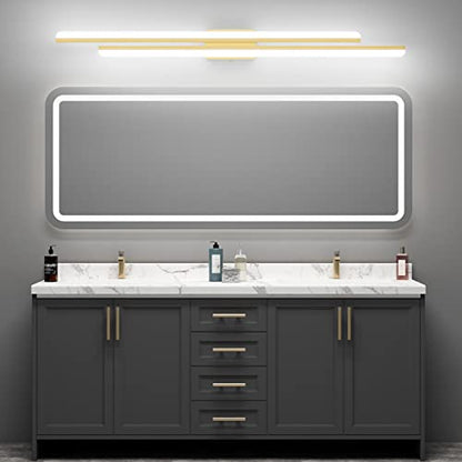 Ralbay 48" Gold Vanity Lights 48W Frosted Aluminum Modern LED Gold Bathroom Vanity Light Fixtures Over Long Mirror Modern Gold Bath Lighting 6000K White Light - color: Gold, size: 48 inch