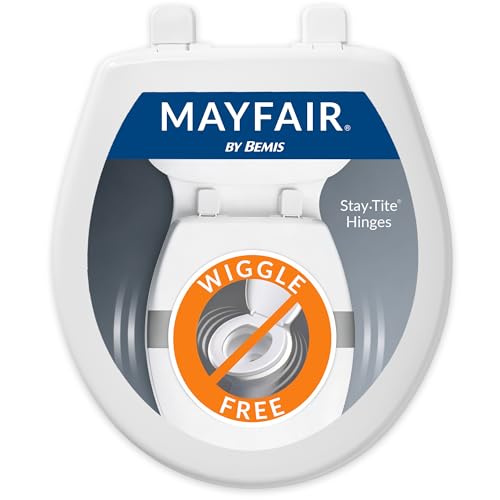 Mayfair Collins Slow Close Toilet Seat, Durable Plastic Seat with Extra Stability Bumpers and Secure Hinges, Made in USA, Round, White - size: Round