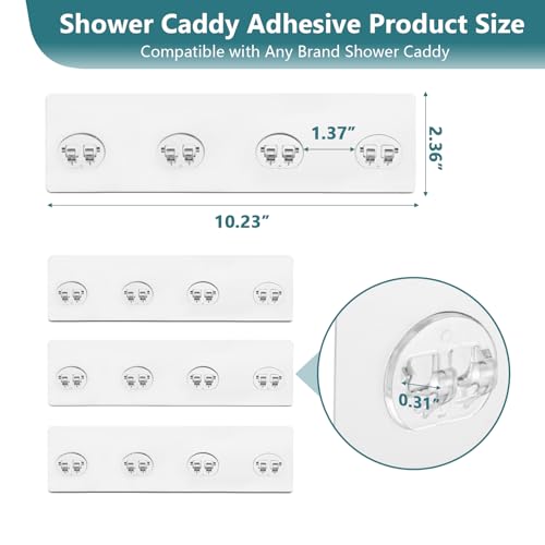 4 Pack Shower Caddy Adhesive Replacement, Strong Shower Shelf Adhesive Hooks for Corner Shelf Basket, Bathroom Rack, Kitchen Rack and Soap Holder - size: 4 Pack 10.23"L