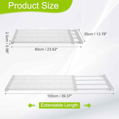 HARFINGTON Expandable Closet Tension Shelf 23.62" to 39.37" Adjustable Closet Organizer 2.5" x 13.78" Flower Pattern Storage Rack for Wardrobe Cupboard Kitchen Bedroom - size: 60cm to 100cm