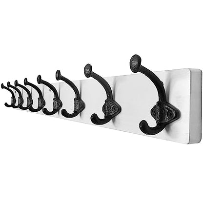 WEBI Rustic Coat Rack Wall Mount,35.43" Long 8 Cast Iron Coat Hooks Wall Mounted,Heavy Duty Wall Coat Hanger Hooks for Hanging Coats,Clothes,Jacket,Black on White - color: White, size: 35 Inch