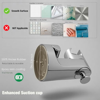 Handheld Shower Head Holder - Enhanced Suction Cup - Large Angle Adjustability - Bathroom Wall Mount Shower Wand Holder (Polished Chrome) - color: Polished Chrome