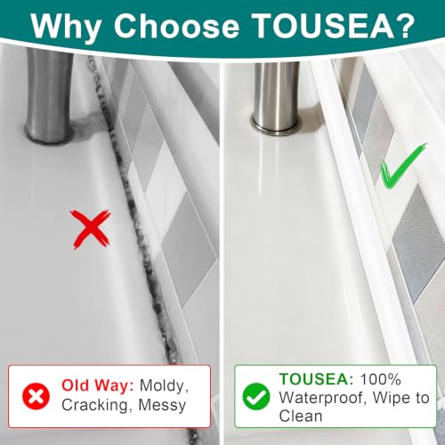 TOUSEA White 1.5"x10.5ft Self Adhesive Caulk Strip for Toilet, Tub, Kitchen | White or Clear Sealing Tape for Toilet, Tub, Sink, Bath Peel and Stick Backsplash - Renter Friendly, Easy Install - style: White-1.5IN-10.5FT-N01