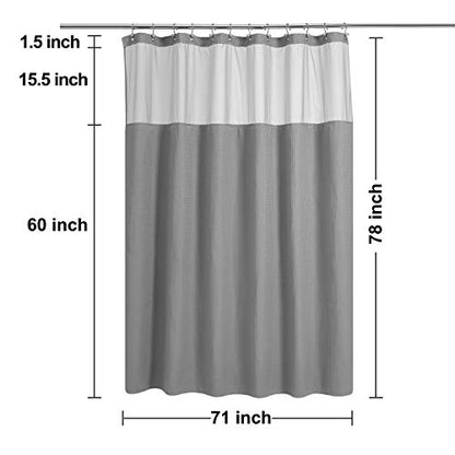 N&Y HOME Long Waffle Weave Shower Curtain with Snap-in Liner 71x78, Gray | 12 Hooks & Snap on Fabric Liner, Washable, Mesh Window, Hotel Style, 78 inches Length Grey Shower Curtain Set for Bathroom - color: Grey, size: 71"W x 78"L (Pack of 1)