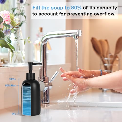 Natheeph Soap Dispenser Fill Dish Soap Hand Soap for Bathroom (2PC Black) | 14OZ, Great for Bathroom/Kitchen Sink, Ceramic Soap Pump Dispenser, Refillable Shampoo, Detergent, Lotion, Shower Gel - color: 2pc Black
