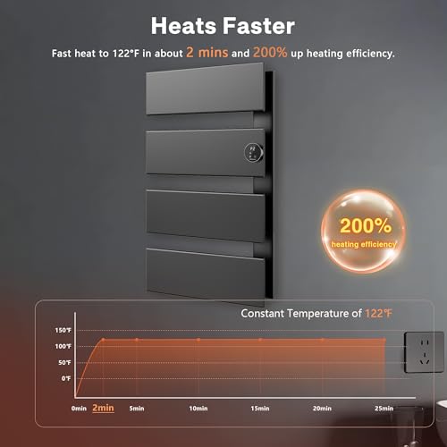 K&KALONZO Electric Towel Warmer Wall Mounted, Fast Heat in 2 Min, NTC Safety - color: Black, size: 4-Bar