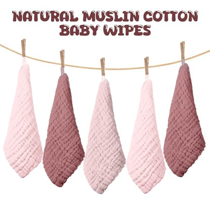 20 Pcs Baby Muslin Washcloth 12 x 12 Inch 100% Cotton Soft and Absorbent Muslin Washcloth Burp Cloth Wipe Newborn Face Towel for Baby Boy Girl Sensitive Skin(Pink, Bean Paste, Dark Pink) - color: Pink, Bean Paste, Dark Pink