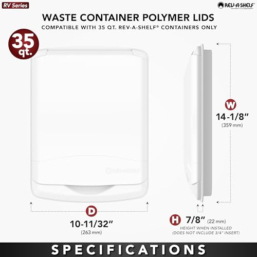 Rev-A-Shelf 35 Qt Under Sink Garbage Can Lid for Base Kitchen and Bathroom Cabinet, Replacement Plastic Trash Bin Lid Only, Silver, RV-35-LID-17-1 - color: Silver, size: 35 QT