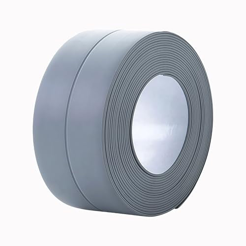 Caulk Tape, 10.5FT Peel and Stick Waterproof Seal Tape - No Tools No Mess Self-Adhesive Waterproof Tape for Toilet Bathtub Sink Tub Kitchen Countertop, Flexible PVC Strip Filler Caulking Tape - color: 1 Roll-Grey