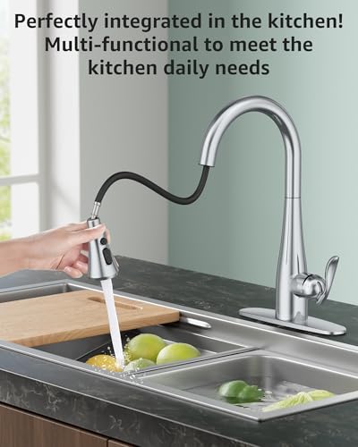 Mbillion Universal Polished Chrome Kitchen Faucet Head Replacement | 3 Function ABS Sink Faucet Head, Pull-Down Nozzle with 14 Adapters, Compatible with Moen,Delta,Kohler,WEWE American Standard - color: Polished Chrome