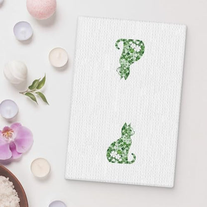 St Patrick's Day Cat Kitchen Towel, Four Leaf Clover St Patrick's Day Hand Towel, Lucky Shamrock St Patricks Day Cat Dish Towel, St Patrick's Day Kitchen Bathroom Decor, 16x24 Inch - color: Style-03