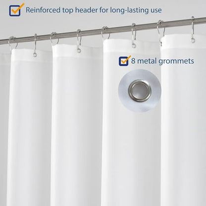 N&Y HOME RV Shower Curtain Liner Fabric 47 x 64 inches, White | Hotel Quality, Bottom Magnets, Machine Washable, Water Repellent, 47x64 Bathroom Curtain with Grommets - color: White, size: 47"W x 64"L (Pack of 1)