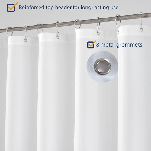 N&Y HOME Fabric Shower Curtain Liner Extra Long Stall Size 48x84, White | Hotel Quality, Bottom Magnets, Machine Washable, Water Repellent, 48 x 84 inches Bathroom Curtain with Grommets - color: White, size: 48"W x 84"L (Pack of 1)