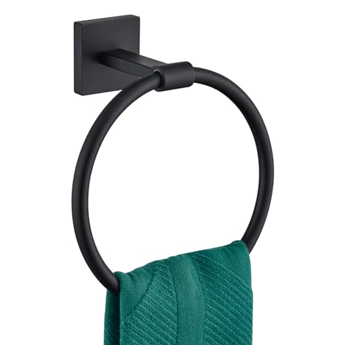 KOKOSIRI Towel Ring Matte Black Bath Towel Hanger Bathroom Hardware Hand Towels Holder Rack Wall Mounted Stainless Steel, B3010BK - color: Matte Black