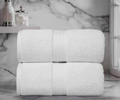 Bliss Casa Jumbo Bath Sheet 2-Pack — 35″×70″ Oversized Cotton Bath Sheets, Ultra-Soft & Highly Absorbent – Quick-Dry, Hotel-Quality & Durable - color: White, size: 2 Pack Bath Sheet