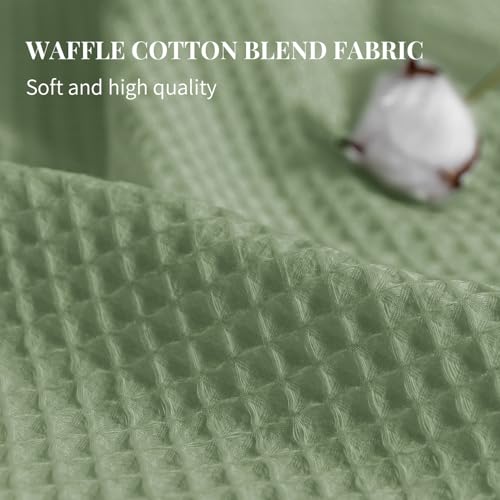 River Dream Cotton Blend Fabric Shower Curtain Set with Liner, Sage, 54x80 | Waffle Weave, No Hook Needed, with Snap in Replacement Liner, Top Sheer Window, Hotel Quality Fabric for Bathroom - color: Sage Green, size: 54"W x 80"L (Pack of 1)