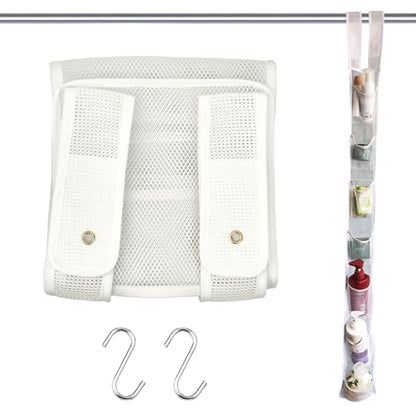 Mesh Shower Caddy Hanging, 7 Pocket Organizer, Premium Polyester, Foldable, Lightweight, Portable, White-1Pack - color: White-1Pack