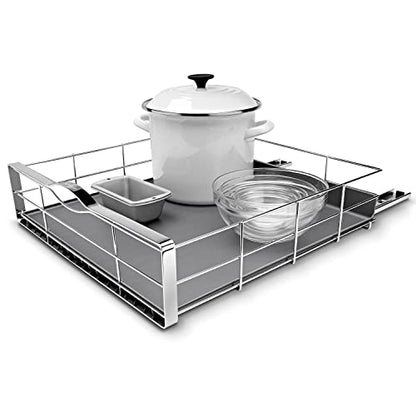 simplehuman 20 inch Pull-Out Cabinet Organizer, Heavy-Gauge Steel Frame,Silver - size: 20-Inch