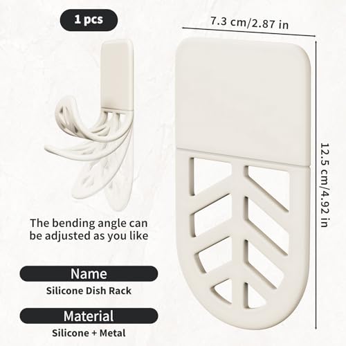 Silicone Sponge Holder with Adhesive Mount, Bathroom & Kitchen Sink Caddy with Drain Holes, Phone Stand, Compact Countertop or Faucet Edge Storage, White