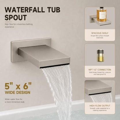 Shower System with Tub Spout, All Metal Bathtub Shower Faucet Set with High Pressure 10 Inch Rain Shower Head and Handheld Shower Head Set, Brushed Nickel (Valve Include) - color: Brushed Nickel