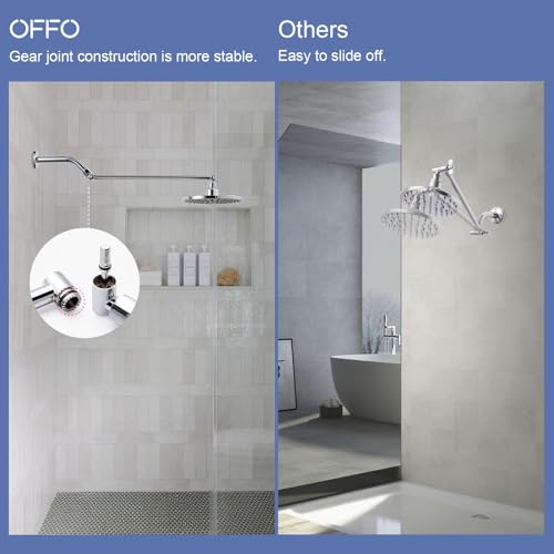 OFFO Shower Head Extension Arm, 16 in Shower Extension Arm with Locking Nut, Adjustable Shower Arm Extender, G1/2 Connector for Fixed Shower Head & Handheld Showerhead, Chrome - color: Chrome, style: 16 in
