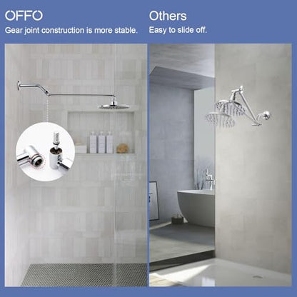 OFFO Shower Head Extension Arm, 16 in Shower Extension Arm with Locking Nut, Adjustable Shower Arm Extender, G1/2 Connector for Fixed Shower Head & Handheld Showerhead, Chrome - color: Chrome, style: 16 in