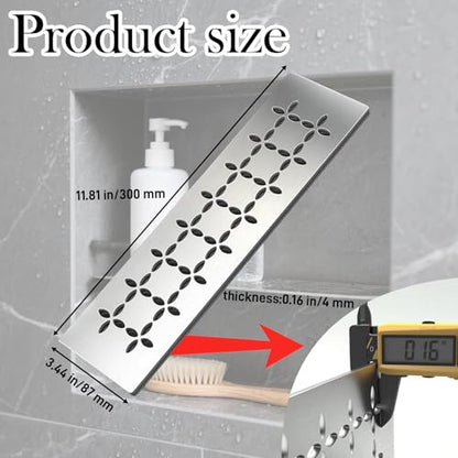 12 Inch Shower Niche Shelf 2-Pack, 4mm Stainless Steel with Drainage Design for Kerdi Board SN/-SNLT, Tile Ready Floral Shelves with Smooth Finish - color: 2 PACK