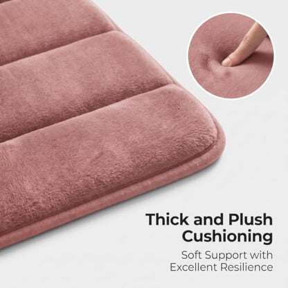 Memory Foam Bathroom Rugs Sets 3 Piece Dusty Rose - color: Dusty Rose