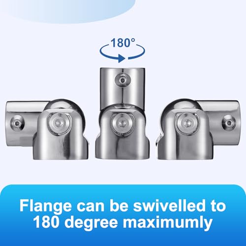 Zonon 4 Pack Shower Curtain Rods Single Swivel Flange Angled Shower Curtain Rods Bracket with Screws Brushed Nickel Finish 180° Rotation Fit 1" Outer Dia Rod for Bathroom Angled Sloped Ceiling Wall