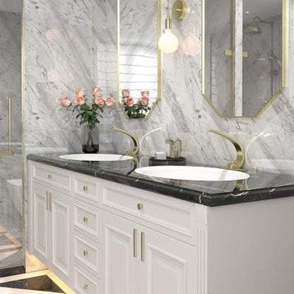 Bathroom Faucet Brushed Gold,Bathroom Sink Faucet for Sink 1 Hole or 3 Hole Mount Single Handle Basin Mixer with 6-inch 10-inch Deckplate - color: Brushed Gold, style: No Drain