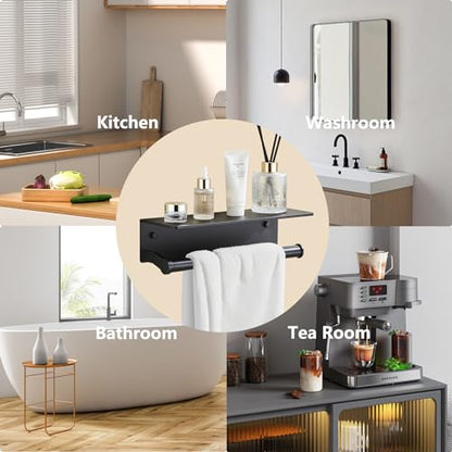 Black Paper Towel Holder Wall Mount with Thickened Shelf for Bathroom,Matte Black Adhesive Hand Towel Holder,Bathroom Kitchen RV - color: Black, size: Thick