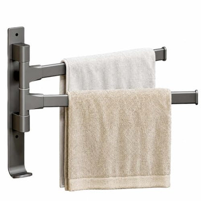 2-5 Arms Swivel Towel Rack Bath Towel Holder with Hook Swing Arm Towel Rack Wall Mount for Bathroom Kitchen-Grey 2Arm - color: Grey, size: 2-arm