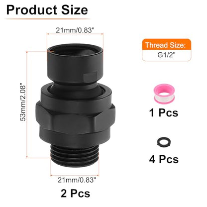 uxcell 2 Pcs Shower Head Swivel Adapter Solid Brass Adjustable Shower Arm Extension Connector Universal Shower Component Connector with PTFE Tape and Gasket for Shower System (Black) - color: Black