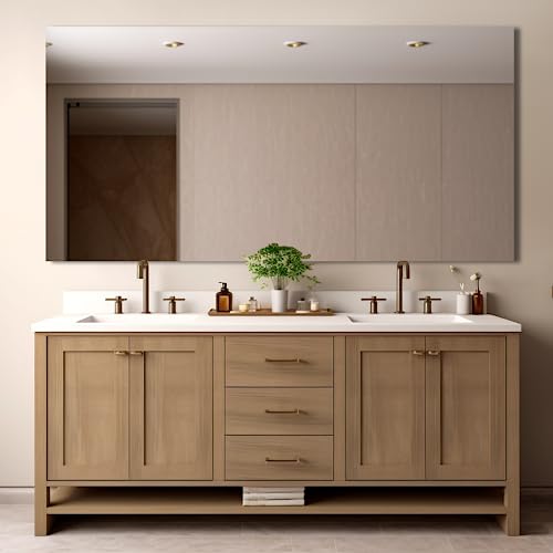 Bathroom Vanity Mirror 72"x36" Frameless Wall Mirror Shatterproof | Modern Wall Mount Vanity Mirror, Hangs Horizontally or Vertically, for Over Sink, Living Room, Bedroom, Upgraded Packing - size: 72"L x 36"W
