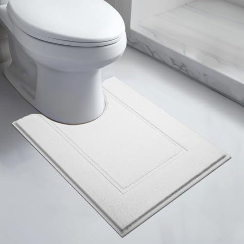 anllugs Bathroom Rugs U-Shaped, 20" x 24" Soft Bath Rugs, White | Non-Slip, Super Absorbent, Machine Washable, Quick Dry, Bath Mats for Shower and Bathtub, TPR Backing - color: White, size: 20" X 24"