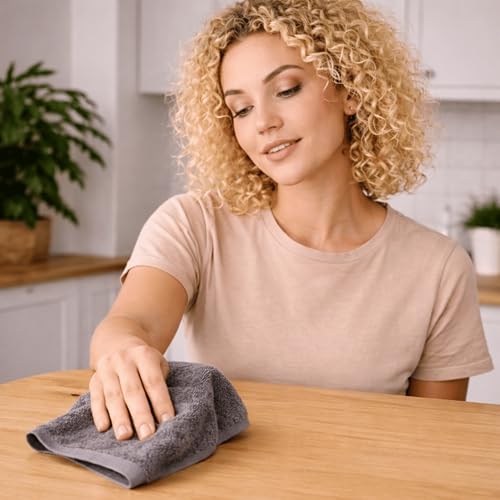 SALBAKOS 12-Piece 100% Turkish Cotton Washcloths and Face Towels, Gray | 13x13 in Standard Size Small Towel, Multi-use Bathroom & Kitchen, Thick Super Soft Absorbent Durable, Oeko-Tex Made in Turkey - color: Gray, size: 12 Washcloths