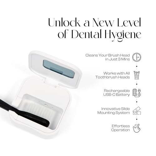 Mondano UV-C Toothbrush Sanitizer and Holder, Toothbrush Case - Manual/Electric Toothbrush Cover for Any Toothbrush Head - Rechargeable Toothbrush Travel Case, Tooth Brush Cover Cap for Home - color: Frost White