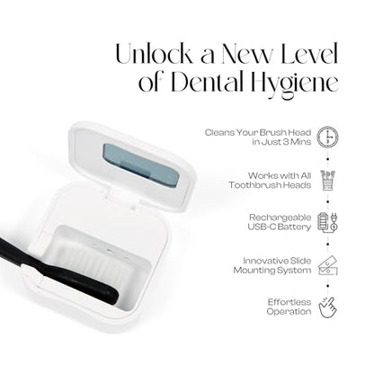 Mondano UV-C Toothbrush Sanitizer and Holder, Toothbrush Case - Manual/Electric Toothbrush Cover for Any Toothbrush Head - Rechargeable Toothbrush Travel Case, Tooth Brush Cover Cap for Home - color: Frost White