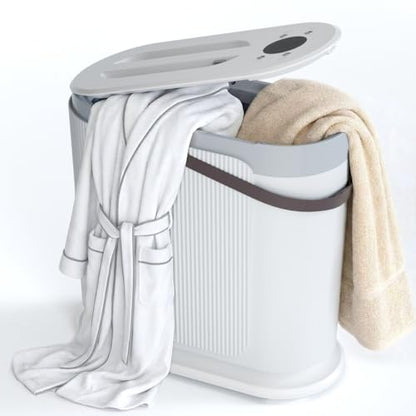 30L Large Towel Warmer, Rapid Dry & Heated 2 in 1 Towel Warmer | Towel Warmer Bucket for Bathroom, Fits Up to Three 45"X70" Oversized Towels, 24-Hour Timer and Auto Shut Off, White