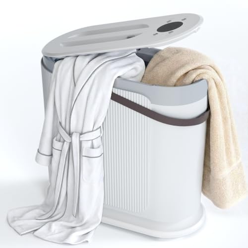 30L Large Towel Warmer, Rapid Dry & Heated 2 in 1 Towel Warmer | Towel Warmer Bucket for Bathroom, Fits Up to Three 45"X70" Oversized Towels, 24-Hour Timer and Auto Shut Off, White