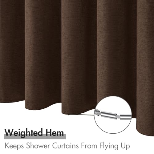 MIULEE Linen Fabric Shower Curtain Brown W72*L72 12 Metal Hooks | Washable, Modern, Heavy Duty, Shower Curtain Set, Waterproof Thick Cloth Shower Curtains, Bathroom Bathtub - color: Brown, size: 72"W x 72"L (Pack of 1)