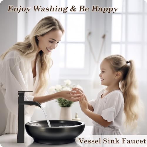 Bronze Waterfall Vessel Sink Faucet, Brass 12 Inch Tall Bathroom Faucets Single Hole Single Handle for Bathroom Bowl Sink with Pop-up Drain & Hoses for Vanity Countertop Modern Farmhouse - color: Oil Rubbed Bronze - Farmhouse