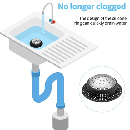 Aluvor Bathtub Drain Hair Catcher Shower Drain Cover Sink Drain Protector | Bathroom Sink & Bathtub Drain Strainer for Pop-Up & Regular Drains, Black - size: Large-Black