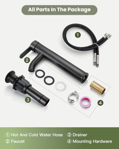 gotonovo Bathroom Vessel Sink Faucet Metal Pop Up Drain, Oil Rubbed Bronze | Tall Bathroom Faucet 1 Hole Single Handle Modern Round Body, cUPC Water Supply Hoses, for Basin Vanity Lavatory Restroom Rv - color: Bronze