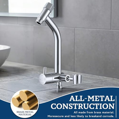 G-Promise All Metal Shower Diverter with Low Handheld Holder (Chrome) | 6 Inch Downward-Extend Bracket for All Heights, 4 Spray Modes with Pause Mode, Anti-Leak, Easy Install, Universal Replacement - color: Chrome, size: Lower 6 Inch