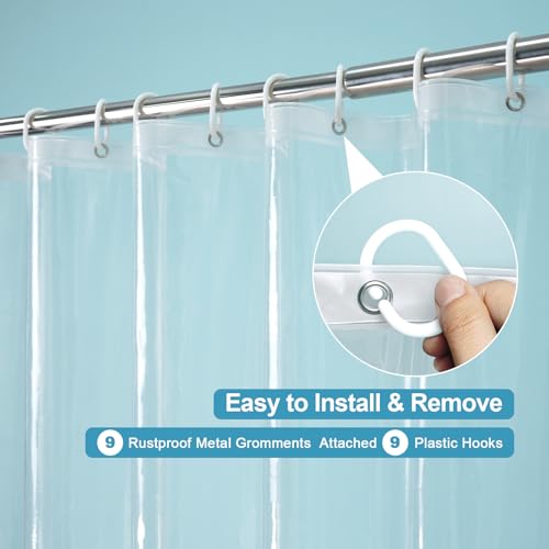 EurCross Narrow Wide 54 by 78 inch Long Shower Curtain Liner with 5 Magnets | 135 g/m² Heavy Duty PEVA, PVC-free, See through and Soft Flexibility Clear Curtain Liner for Shower Stall - color: Clear, size: 54"W x 78"L (Pack of 1)